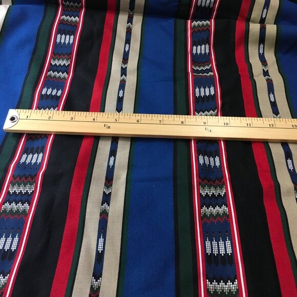 Cranston Millworth Fabric Southwest Native Beaded Pattern Black Blue Red 4.5 Yd - Picture 4 of 5